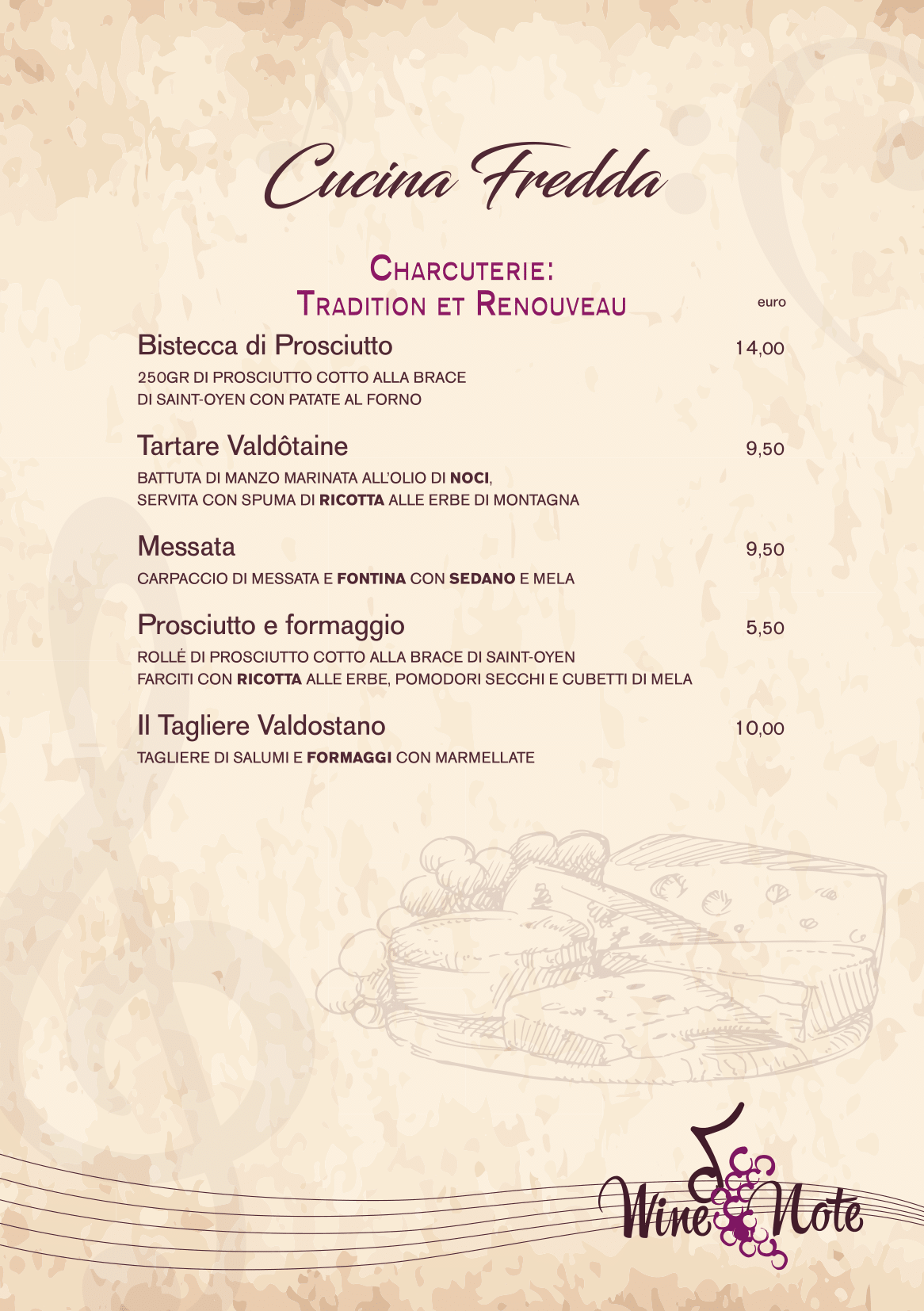 Wine note menu e vini A5-03